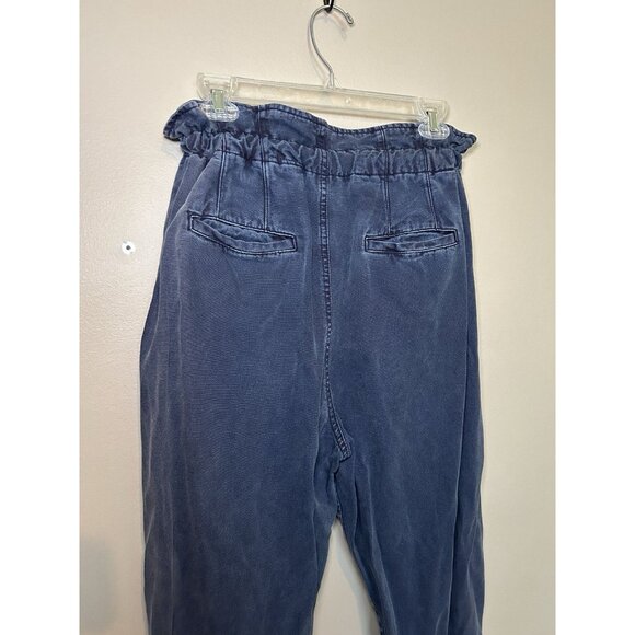 Free People Paperbag Waist Pants High Waist Button Front Baggy Mom Boho Blue xs - Picture 5 of 7